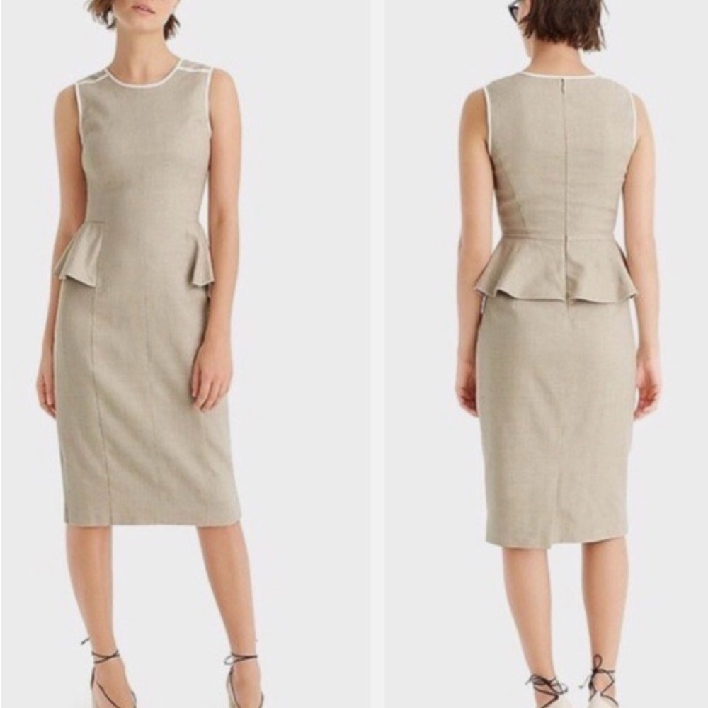 Sleeveless Peplum Sheath Dress in Beige size
